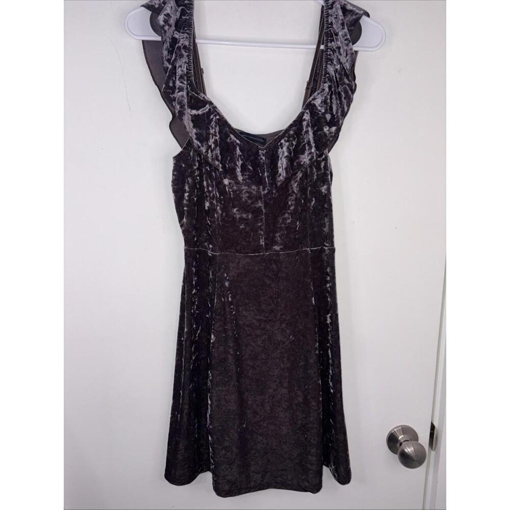 American Eagle Outfitters Med Strappy Dress Plum Velvet Off Shoulder Coquette‎
